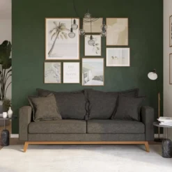 Maryan Pillowback Wood Stretcher Sofa Gray Linen - Room & Joy -HOMCOM Shop GUEST 737f439c 02d0 4831 933c 3f7d0bd56cb1