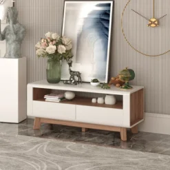 Costway 47'' TV Stand Media Entertainment Center Console W/ 2 Drawers Open Shelve -HOMCOM Shop GUEST 73a11c00 4935 4a1e 96b7 08700b40c221