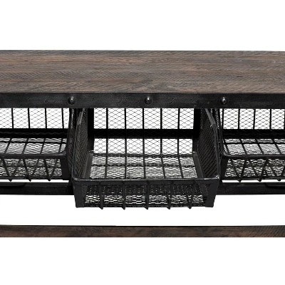 Industrial Metal Console Table Dark Black - Olivia & May 7 Industrial Metal Console Table Dark Black - Olivia & May - Image 5