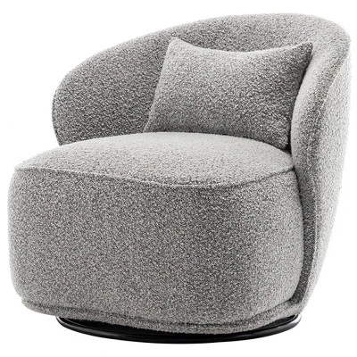 Boucle Upholstered Swivel Barrel Chair - Kinwell 17 Boucle Upholstered Swivel Barrel Chair - Kinwell - Image 15
