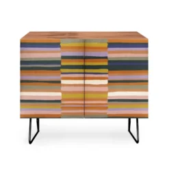 Gigi Rosado Brown Striped Pattern Walnut Credenza - Deny Designs -HOMCOM Shop GUEST 75d42df3 879e 4677 b779 84eab0e5bae0
