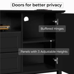 Yaheetech 58in Modern TV Console Table With Power Outlet Black -HOMCOM Shop GUEST 762711b9 2445 4fa1 8a76 ce61ebd86576