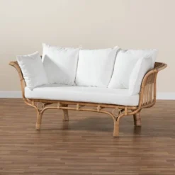 Edana Natural Rattan Sofa With Cushion White/Natural Brown - Bali & Pari -HOMCOM Shop GUEST 766d9042 2f17 440c 8469 504eb0d5b869