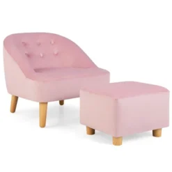 Costway Kids Sofa Chair W/ Ottoman Toddler Single Sofa Velvet Upholstered Couch GreyPink 23 Costway Kids Sofa Chair W/ Ottoman Toddler Single Sofa Velvet Upholstered Couch GreyPink -HOMCOM Shop GUEST 7688bbf5 b5c9 4ebe 9a72 15fe0fc302fd