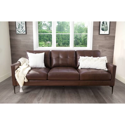 Tangelo Leather Sofa Brown - Abbyson Living 3 Tangelo Leather Sofa Brown - Abbyson Living