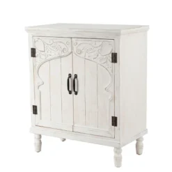 LuxenHome Farmhouse White Wood 2-Door Accent Storage Cabinet. -HOMCOM Shop GUEST 77b714ca 6d4c 445f 80b4 1a21a199bd68