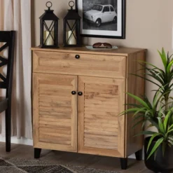 Coolidge Wood 1 Drawer Storage Cabinet Oak Brown - Baxton Studio -HOMCOM Shop GUEST 79428796 1e6d 4bf3 bd74 96b434d3a55e