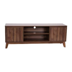 60" Haisley Mid-Century Modern TV Stand For TVs Up To 64" With Adjustable Shelves Dark Walnut - Taylor & Logan -HOMCOM Shop GUEST 7a0ef23e 83e7 4b50 a6ad 5d0eda0f4e1d
