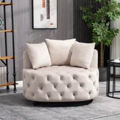 Classical Upholstered Accent Barrel Chair-ModernLuxe -HOMCOM Shop GUEST 7b19d09d 8d83 4a0e b3f6 5daf376be751