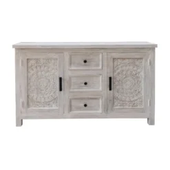 Flora 2 Door 3 Drawer Credenza White Wash - Treasure Trove Accents