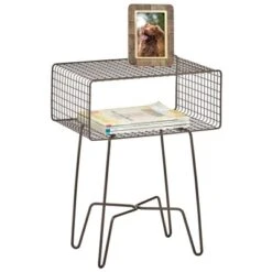 MDesign Modern Farmhouse Home Decor End Table, Wire Grid Storage Shelf -HOMCOM Shop GUEST 7d52bb61 cbbf 48b6 952e b12ff757d9c1