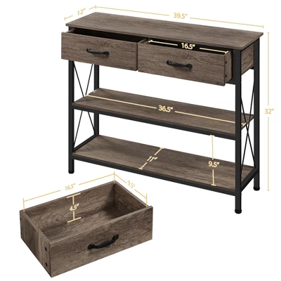 Yaheetech Minimalist 3 Tier Console Table With 2-Drawers & 2-Shelves 4 Yaheetech Minimalist 3 Tier Console Table With 2-Drawers & 2-Shelves - Image 2