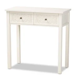 Lambert Wood 2 Drawer Console Table White - Baxton Studio -HOMCOM Shop GUEST 7ec647e2 9ba4 4f4b 9a7a a903be100bac