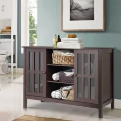 Costway Wood TV Stand Entertainment Media Center Console For TV Up To 50'' -HOMCOM Shop GUEST 7f2d5635 7fa6 49c8 87d0 661fbb037f27