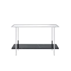 Angwin Console Table Mirrored Faux Marble/Chrome - Acme Furniture