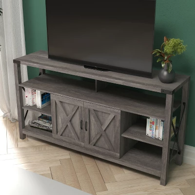 Emma And Oliver Modern Rustic Farmhouse Media Console Cabinet With Spacious Open And Closed Storage 5 Emma And Oliver Modern Rustic Farmhouse Media Console Cabinet With Spacious Open And Closed Storage - Image 3