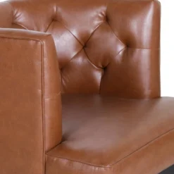 Clough Contemporary Faux Leather Tufted Accent Chair Cognac Brown/Dark Brown - Christopher Knight Home -HOMCOM Shop GUEST 806f9450 72f4 415e b36e 5df49680265d