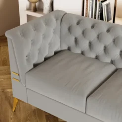 82.7" Chesterfield Sofa, Velvet Upholstered 3 Seater Sofa Couch-ModernLuxe -HOMCOM Shop GUEST 8074cb68 f7ab 491d 8806 5af0350b8823