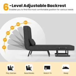 Costway Folding 6 Position Armchair Lounge Couch Convertible Sleeper Bed W/ Pillow Gray 14 Costway Folding 6 Position Armchair Lounge Couch Convertible Sleeper Bed W/ Pillow Gray -HOMCOM Shop GUEST 80fba5ea c93f 4c02 8c7c 711fcb2181c1