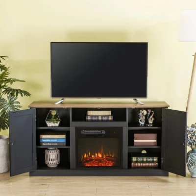 Electric Fireplace And TV Stand For TVs Up To 60" Gray - Home Essentials 5 Electric Fireplace And TV Stand For TVs Up To 60" Gray - Home Essentials - Image 3