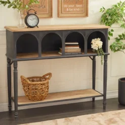 Farmhouse Wood Console Table Black - Olivia & May