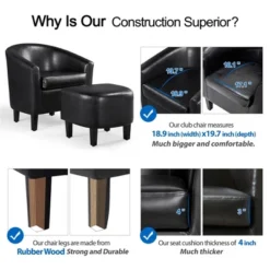 Yaheetech Faux Leather Accent Arm Chair Barrel Chair With Ottoman For Living Room -HOMCOM Shop GUEST 82c202fb 88f1 4e9e 999d 41965333ad4c