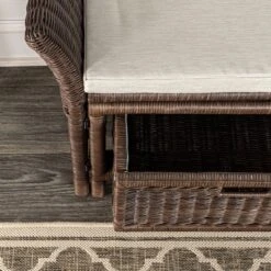 Happimess Tropic 52" 2 Drawer Wicker Storage Bench Wih Linen Cushion, Brown -HOMCOM Shop GUEST 837c210e d5c3 4357 84f7 af9eb6a94404