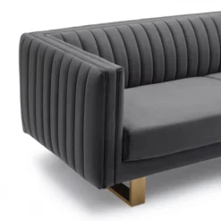 86" Delilah Velvet Sofa With Matte Gold Legs Dark Gray - Armen Living -HOMCOM Shop GUEST 842aee22 9192 48f3 be29 da9e6d5fe96d