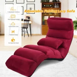 Costway Folding Lazy Sofa Chair Stylish Sofa Couch Bed Lounge Chair W/Pillow Burgundy -HOMCOM Shop GUEST 84da9d3f eeb9 41b0 a7b6 ae8184ab0663
