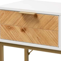 Giona Two-Tone Wood And Metal 1 Drawer Console Table White/Gold - Baxton Studio -HOMCOM Shop GUEST 852b5908 7148 4637 804a 323aad1f8487