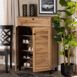 Coolidge Wood 5 Shelf Storage Cabinet Oak Brown - Baxton Studio -HOMCOM Shop GUEST 85a970fe 5d4f 477a a493 7f9e94183da0