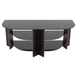 Glass Shelves TV Stand For TVs Up To 55" Walnut/Black - AVF -HOMCOM Shop GUEST 85debe19 5101 4c29 bc7d 2ea14178987f