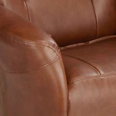 BenchMaster Brown Swivel Faux Leather Recliner Chair Modern Armchair Comfortable Manual Reclining Footrest Headrest For Bedroom 6 BenchMaster Brown Swivel Faux Leather Recliner Chair Modern Armchair Comfortable Manual Reclining Footrest Headrest For Bedroom - Image 4