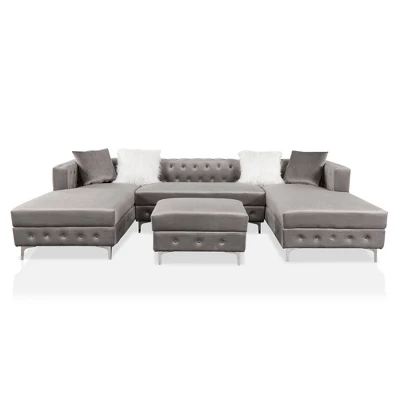 Elmhurst U Shaped Deep Button Tufted Sectional With Ottoman - HOMES: Inside + Out 7 Elmhurst U Shaped Deep Button Tufted Sectional With Ottoman - HOMES: Inside + Out - Image 5
