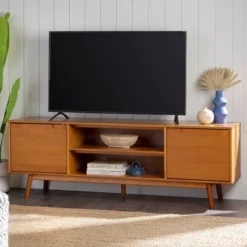 Solid Wood Mid-Century Modern TV Stand For TVs Up To 80" - Saracina Home -HOMCOM Shop GUEST 8b7506fc 5e20 44b3 838f e44d2919b468