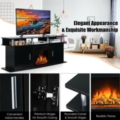 Costway 63'' Fireplace TV Stand W/18'' 1500W Electric Fireplace Up To 70'' Black -HOMCOM Shop GUEST 8ba42864 b3ad 4ced 98fc 86d86c0ba718