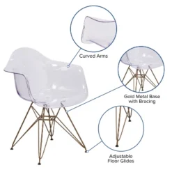 Emma And Oliver 2 Pack Transparent Side Chair With Arms And Gold Base - Accent & Side Chair -HOMCOM Shop GUEST 8c9661d2 cbac 45b3 8427 8e756a8641d9