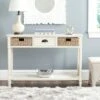 Winifred Wicker Console Table With Storage - White - Safavieh -HOMCOM Shop GUEST 8ca058f1 eeba 4a43 ba76 9df13f3ac972