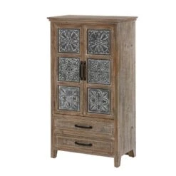 LuxenHome Farmhouse Wood And Metal 2-Drawer 2-Door Storage Cabinet. -HOMCOM Shop GUEST 8d6a9cbb 6508 4b2e 8afe 2459eae8c87f