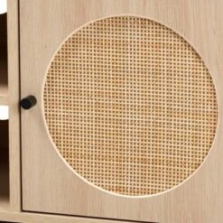 Ardon Bohemian Wood And Metal 2 Door Natural Rattan TV Stand For TVs Up To 40" Light Brown/Black - Baxton Studio -HOMCOM Shop GUEST 8db65381 408d 4c9f 8131 66d1bf3c5171