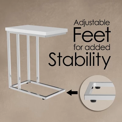 Hastings Home C-Shaped Sofa Side Table Space-Saving, White 5 Hastings Home C-Shaped Sofa Side Table Space-Saving, White - Image 3