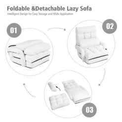 Costway Folding Floor Armchair W/6-position Adjustable Back & Lumbar Pillow White -HOMCOM Shop GUEST 8e1ed32f c087 48f4 a79b fe2f20f52d36