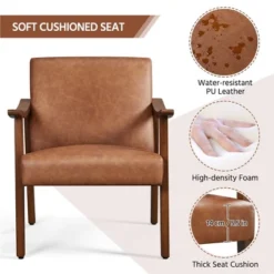 Yaheetech Modern Faux Leather Upholstered Armchair Accent Chair With Solid Wood Legs -HOMCOM Shop GUEST 8e4818bb 6030 4a53 a616 6a9af56bd05d