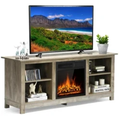 Costway 58'' 2-Tier Fireplace TV Stand W/18'' 1500W Electric Fireplace 65'' -HOMCOM Shop GUEST 8e9500de 5edf 43d1 ad6a d977b791bf41