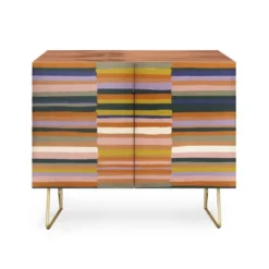 Gigi Rosado Brown Striped Pattern Walnut Credenza - Deny Designs -HOMCOM Shop GUEST 8ece6e6e 6d88 45a3 b32c f17d39c48cfe