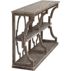 Crestview Collection Farmhouse Rustic Chestnut Wood Console Table 64" X 15" With Bookshelf Brown Antique White Wash 3-Tier For Living Room Entryway -HOMCOM Shop GUEST 8ffb133b f4d2 4e3d af93 8592e9291d49