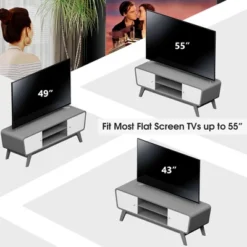 Tangkula Mid Century TV Stand For TVs Up To 55" Media Console Table Sliding Door -HOMCOM Shop GUEST 90794f1b 667e 4fb6 87c6 e8140c6e7aba