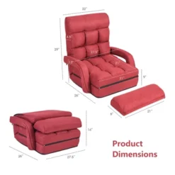 Costway Folding Floor Single Sofa Massage Recliner Chair W/ A Pillow 5 Adjustable Backrest Position Leisure Lounge Couch BlueRedWhite -HOMCOM Shop GUEST 9151a3f9 754f 4d73 aa8a d8e86289a281