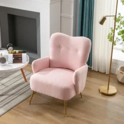 Modern Accent Chair With Golden Metal Legs, High Back Armchair In Teddy Short Plush Particle-ModernLuxe 24 Modern Accent Chair With Golden Metal Legs, High Back Armchair In Teddy Short Plush Particle-ModernLuxe -HOMCOM Shop GUEST 916bdad3 974a 4070 8680 d3f0af886b01