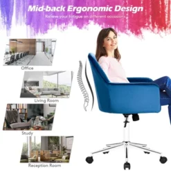 Costway Velvet Accent Office Armchair Adjustable Swivel Removable Cushion PinkBlueGrey 17 Costway Velvet Accent Office Armchair Adjustable Swivel Removable Cushion PinkBlueGrey -HOMCOM Shop GUEST 927ab2da 02bd 4081 b07f 6242c543963c